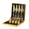 Golden Stainless Steel Cutlery Set
Luxury Western Knife and Fork Set
Gold Tableware Dining Utensils
Modern Household Flatware Set
Elegant Gold Kitchen Silverware