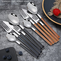 Stainless Steel Wooden Handle Cutlery
Modern Wooden Handle Flatware Set
Rustic Stainless Steel Tableware
Wood Grip Knife and Fork Set
Elegant Household Dining Utensils