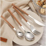 Stainless Steel Wooden Handle Cutlery
Modern Wooden Handle Flatware Set
Rustic Stainless Steel Tableware
Wood Grip Knife and Fork Set
Elegant Household Dining Utensils